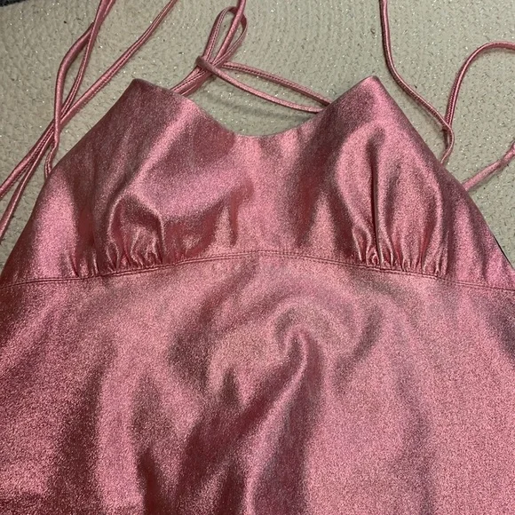 - Free people Anna Sui  metallic leather mini dress new with tags size 2 - Picture 9 of 10